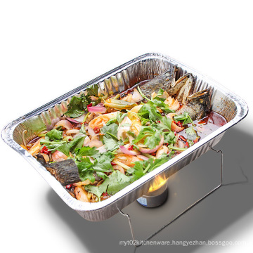 50pcs/lot BBQ Roasting Portable Food Storage Disposable Square Aluminum Foil Baking Pans